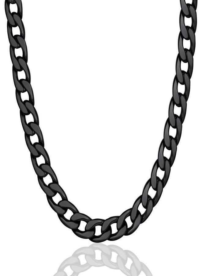 ChainsPro Curb Link Chain Necklace For Men 12mm 18 inch Rapper Chunky Jewelry Gift Black - Image 1